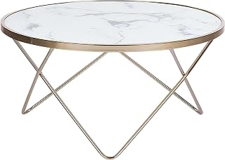 Beliani Designer Couchtisch rund Marmor/Gold Meridian