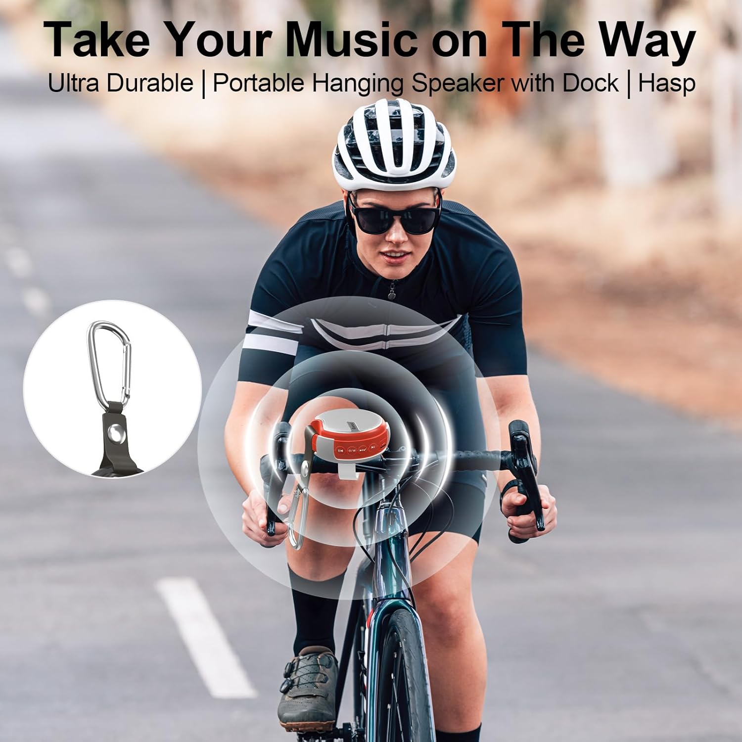 EH30 Portable Bluetooth Speaker for Bike, Bluetooth 5.3 Bike Speaker with Pro Handlebar Mount, Long Playtime, TWS Pairing, Bike Accessories for Home Shower Outdoor Travel Gift（Orange Red） - Image 6