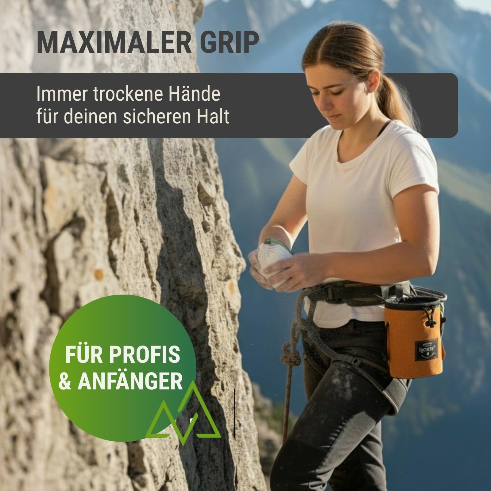 Juego de equipo de escalada original de Igoera con bolsa de tiza, cepillo de boulder y bola de tiza | la combinación perfecta para el máximo placer y seguridad
