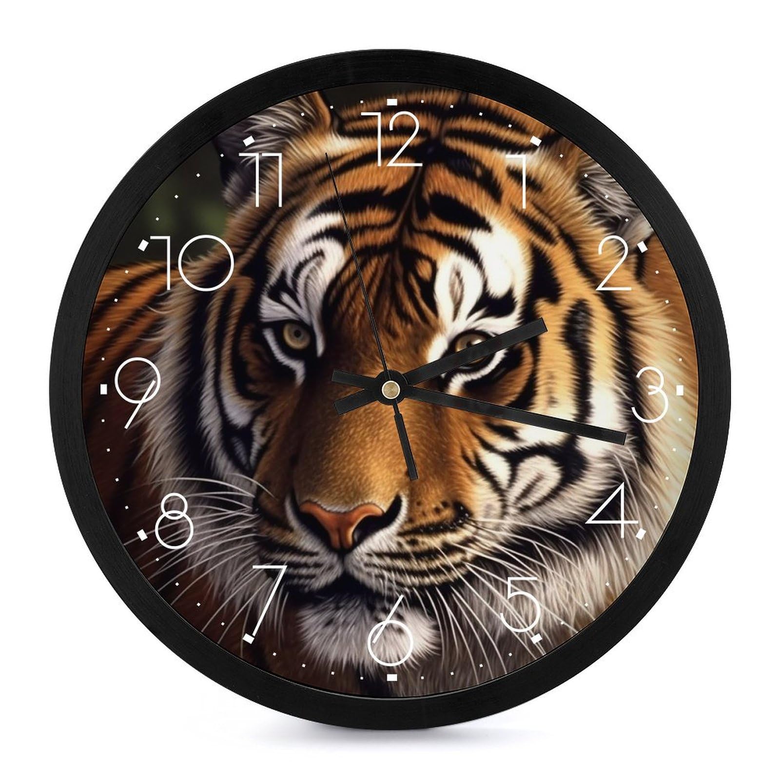 Horloge tigre du Bengale silencieuse 25,4 cm pour apaiser vos nuits