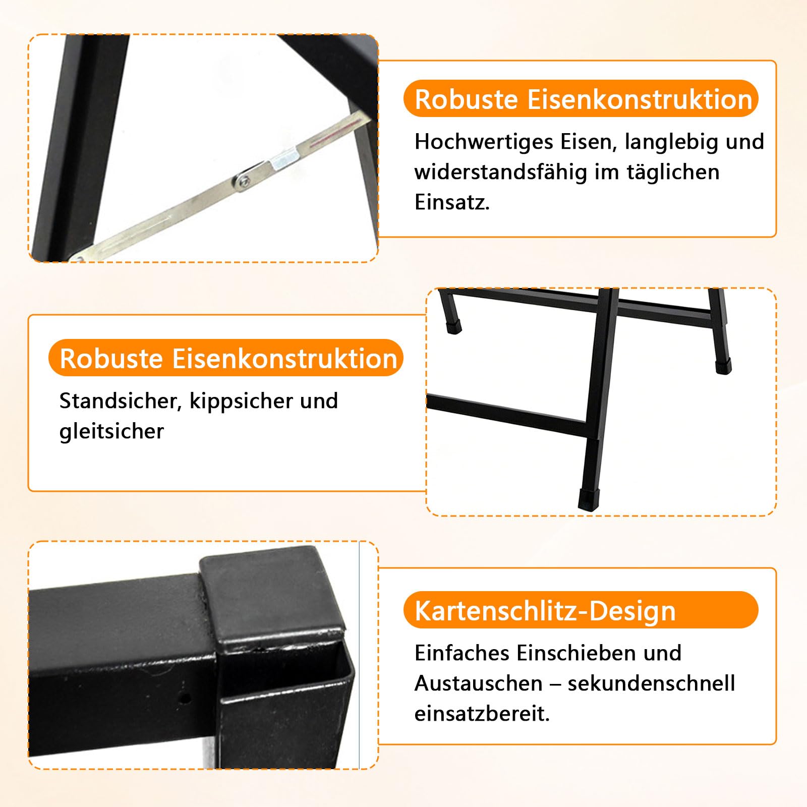 Support client DIN A1 - Double face - En fer - Pliable et stable - Cadre en A des deux côtés - Pour publicité, foires et trottoirs (A1 60 x 90 cm, noir)