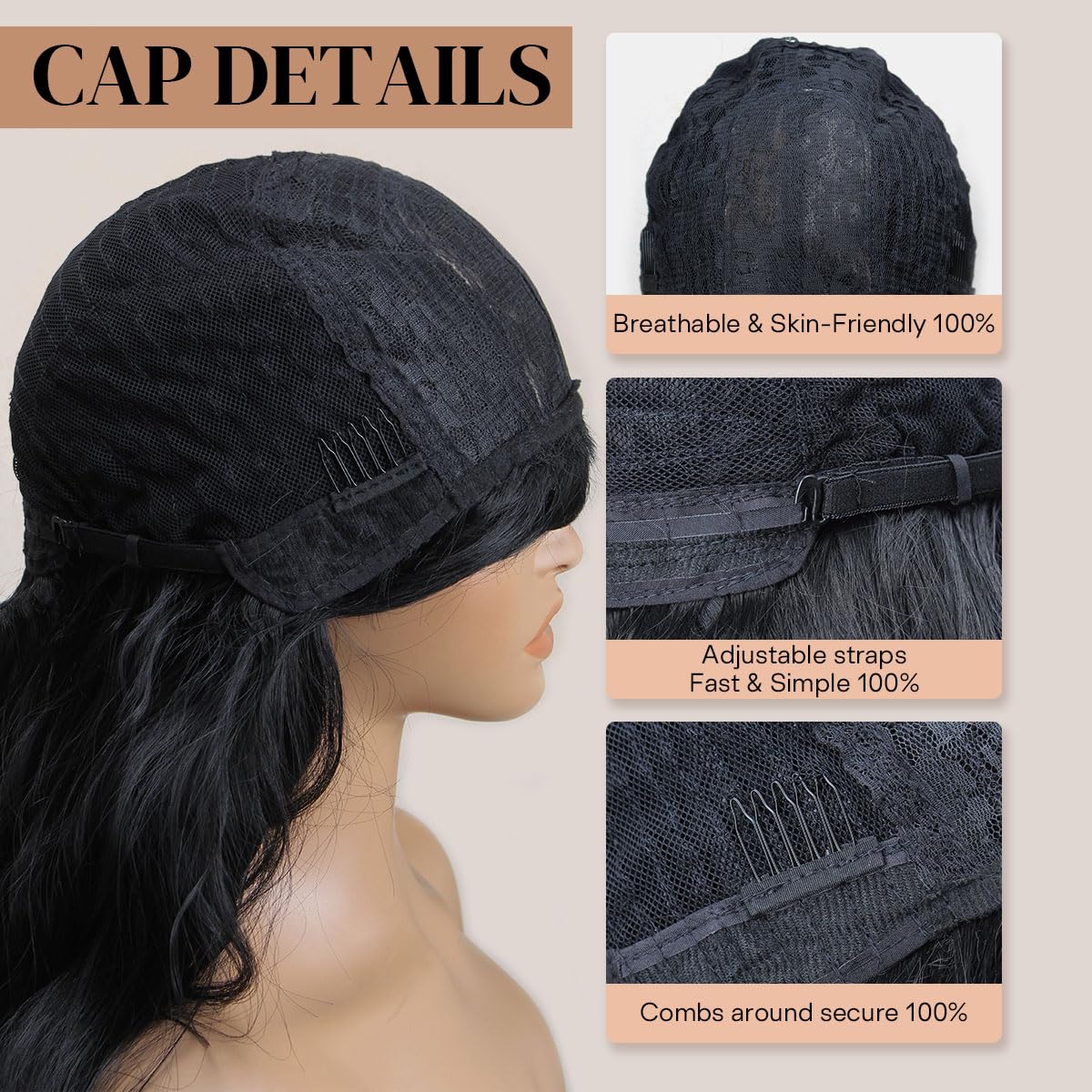 Black Wig with Bangs 26 Inch Long Curly Wavy Wigs for Women Begineer-friendly Synthetic Wig for Daily Party Holiday Use - Image 5