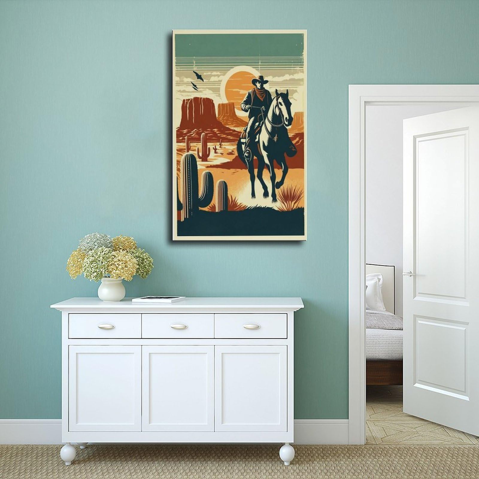 NFFBGFD Póster en lienzo de El oeste americano y el salvaje oeste. (60 x 90 cm)