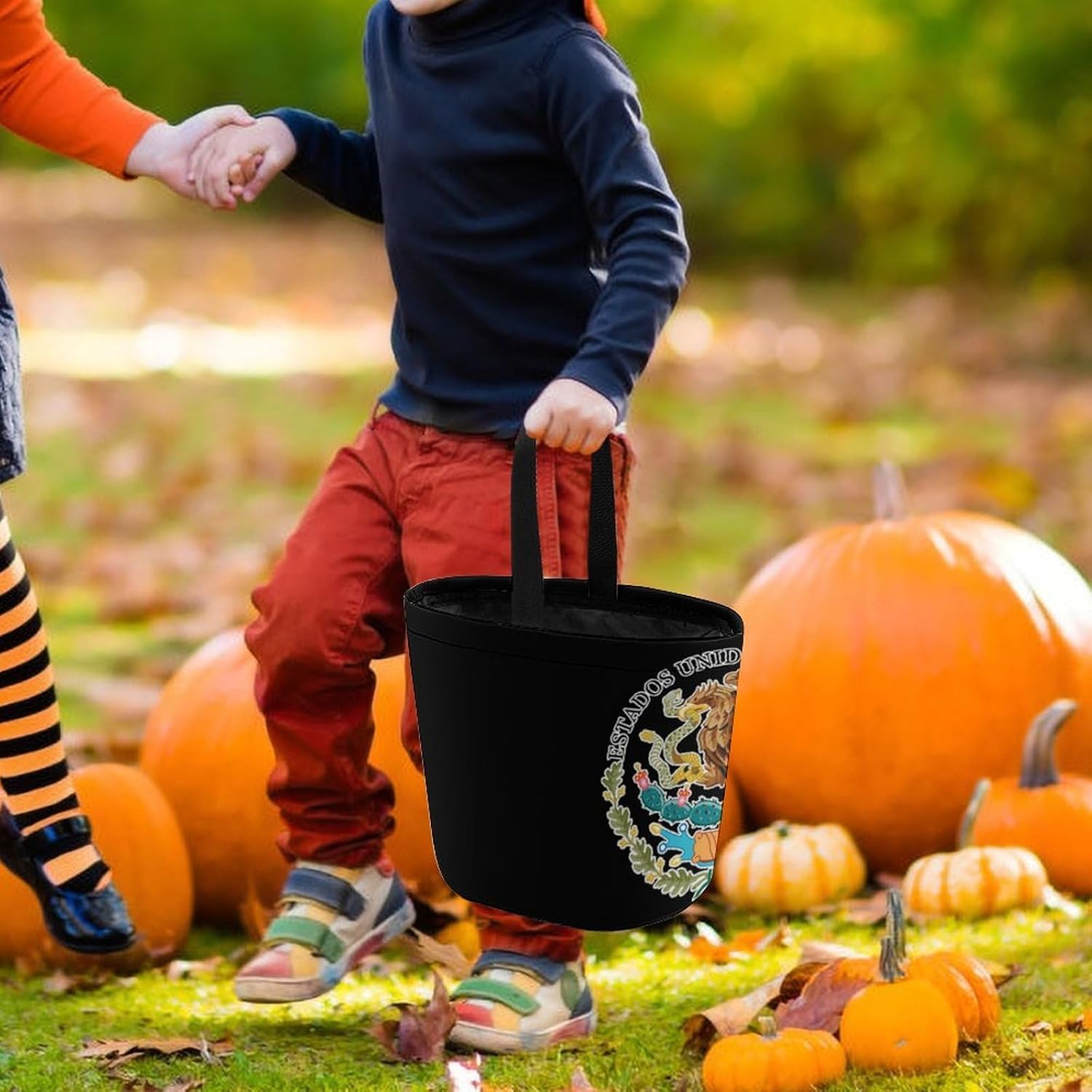 Coat of Arms of Mexico Halloween Treat Bag Reusable Candy Basket Tote Goody Bags Gift Party