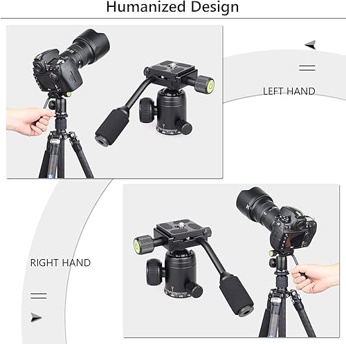 Miniatura 3 de Cabezal de bola con asa cabeza panorámica CNC de metal cabeza de bola de montaje de cámara con dos placas de liberación rápida para trípode DSLR