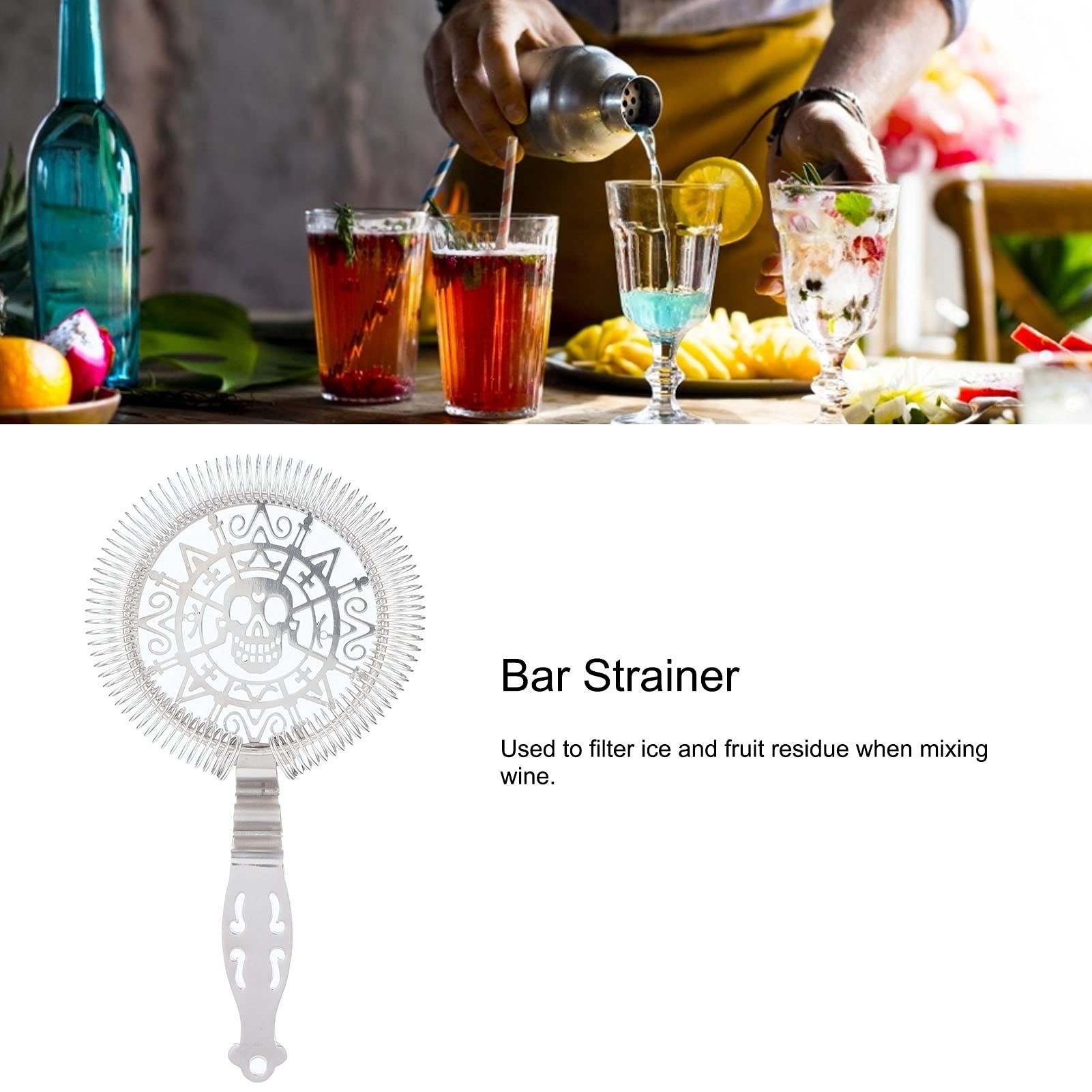 Cocktail Strainer, Stainless Steel Bar Strainer for Bartending, Bar Tool Drink Strainer(#1)