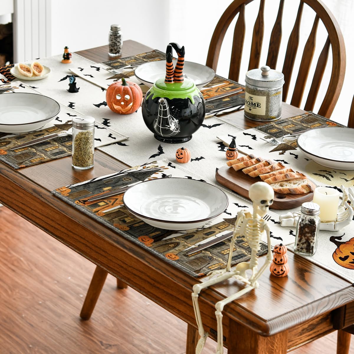 Artoid Mode Haunted House Bat Halloween Placemats Set of 4-12 x 18 Inch