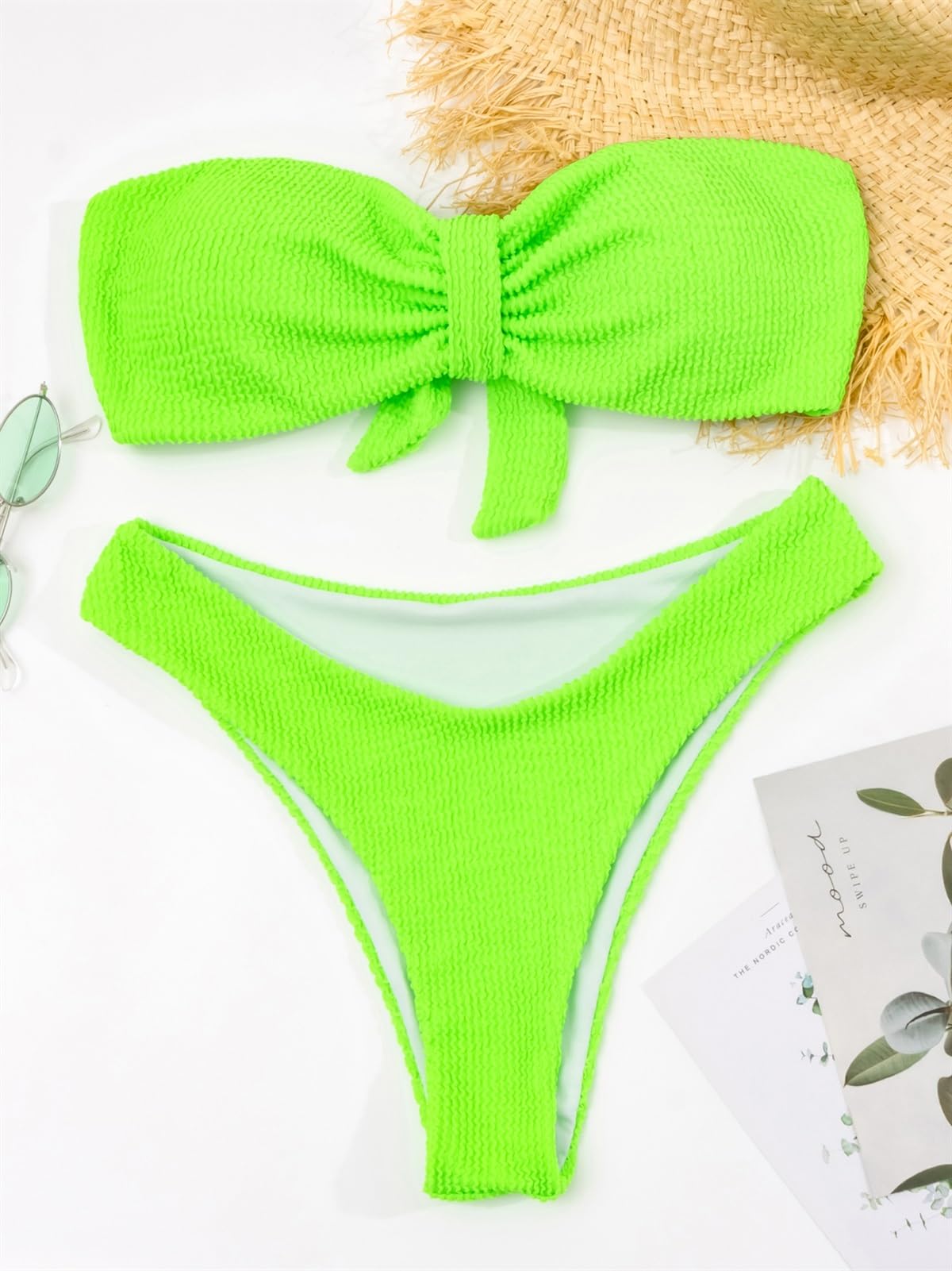 Costume da Bagno Bikini A Vita Alta da Donna Sexy Costumi da Bagno Costume da Bagno A Fascia Femminile Perizoma Bikini Brasiliano (Color : DJC315603, Size : L)