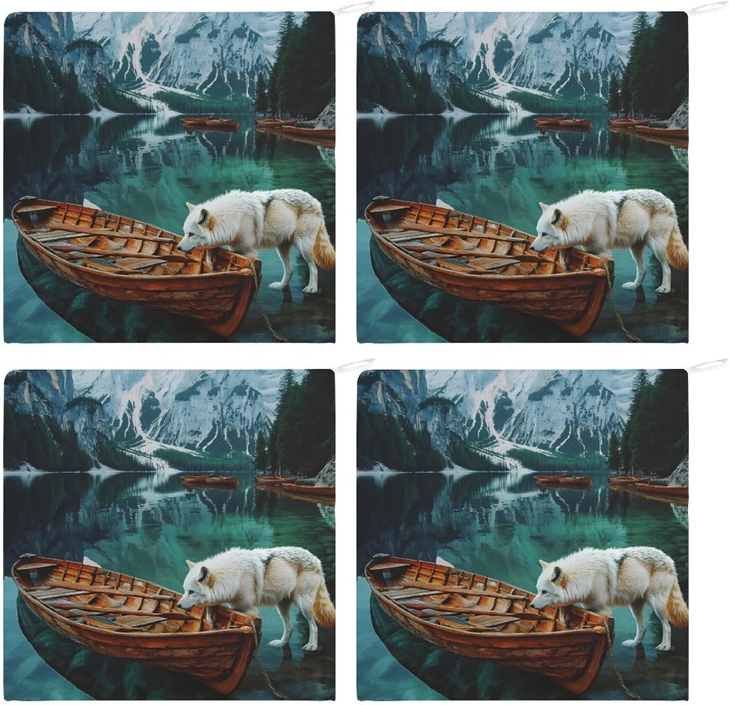Wolf Boats in A Lake Italy Towel Hand Towels Decorative Towel for Bathroom Kitchen Shower Gym 4PCS