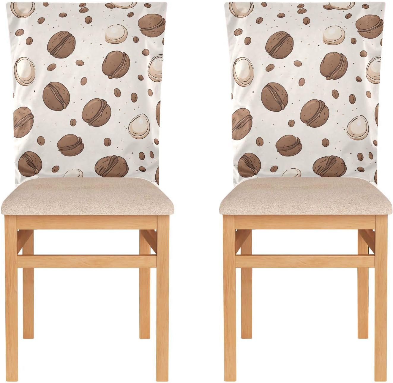ALAZA Coffee Bean and Deserts Chair Back Cover Set of 6, Washable Reusable Removable Chair Slipcovers Decorative Chair Cover for Home Kitchen Wedding Party