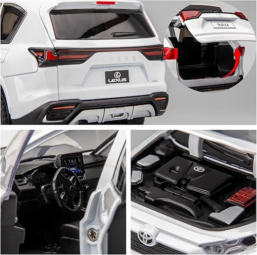 Miniatura 5 de BDTCTK 124 compatible con el modelo RAV4, auto de juguete coleccionable de aleación de zinc fundido a presión con sonido y luz para niños y niñas,