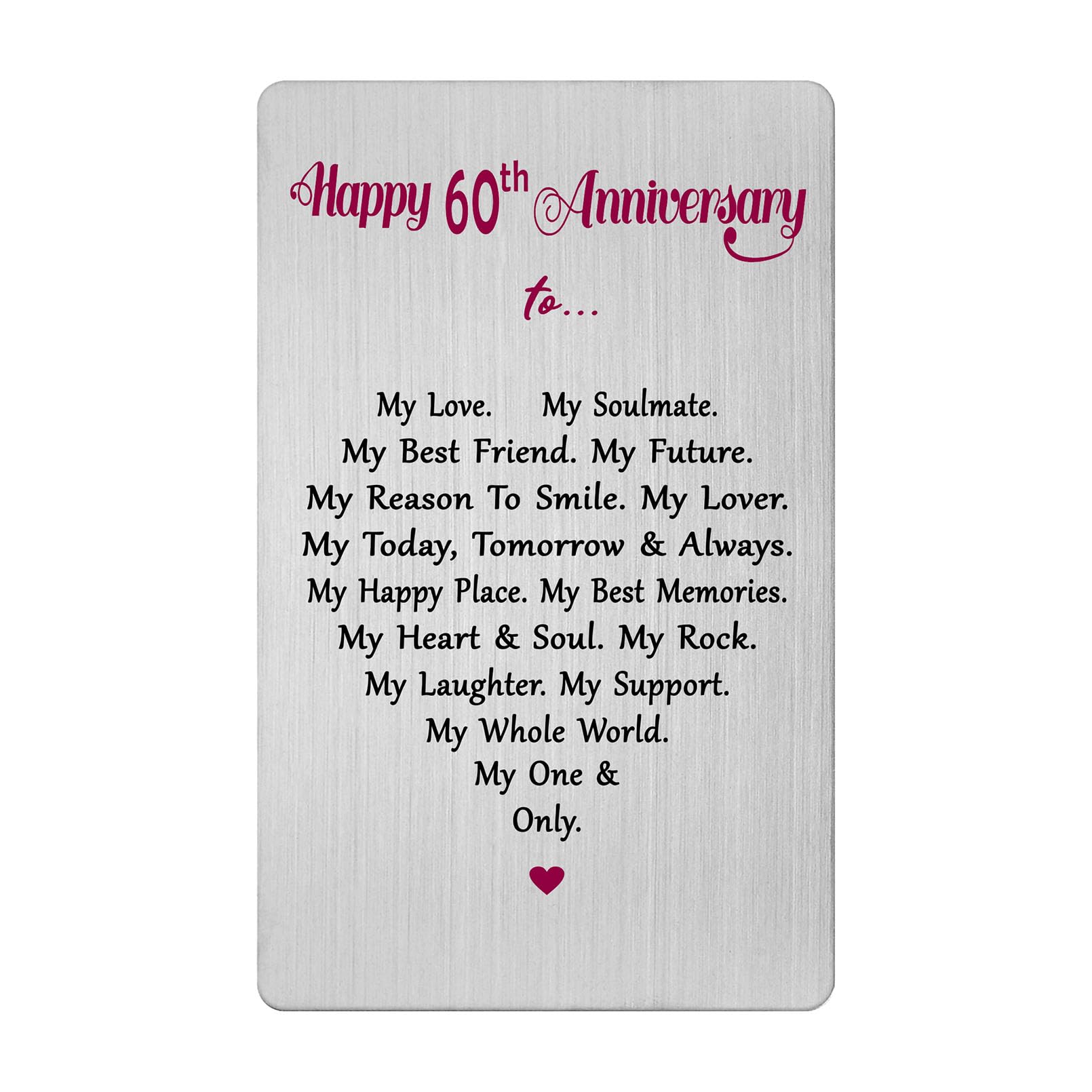 60th Anniversary Card for Women Men Husband Wife - 60 Year Wedding Anniversary Decorations Gift Ideas for Him Her