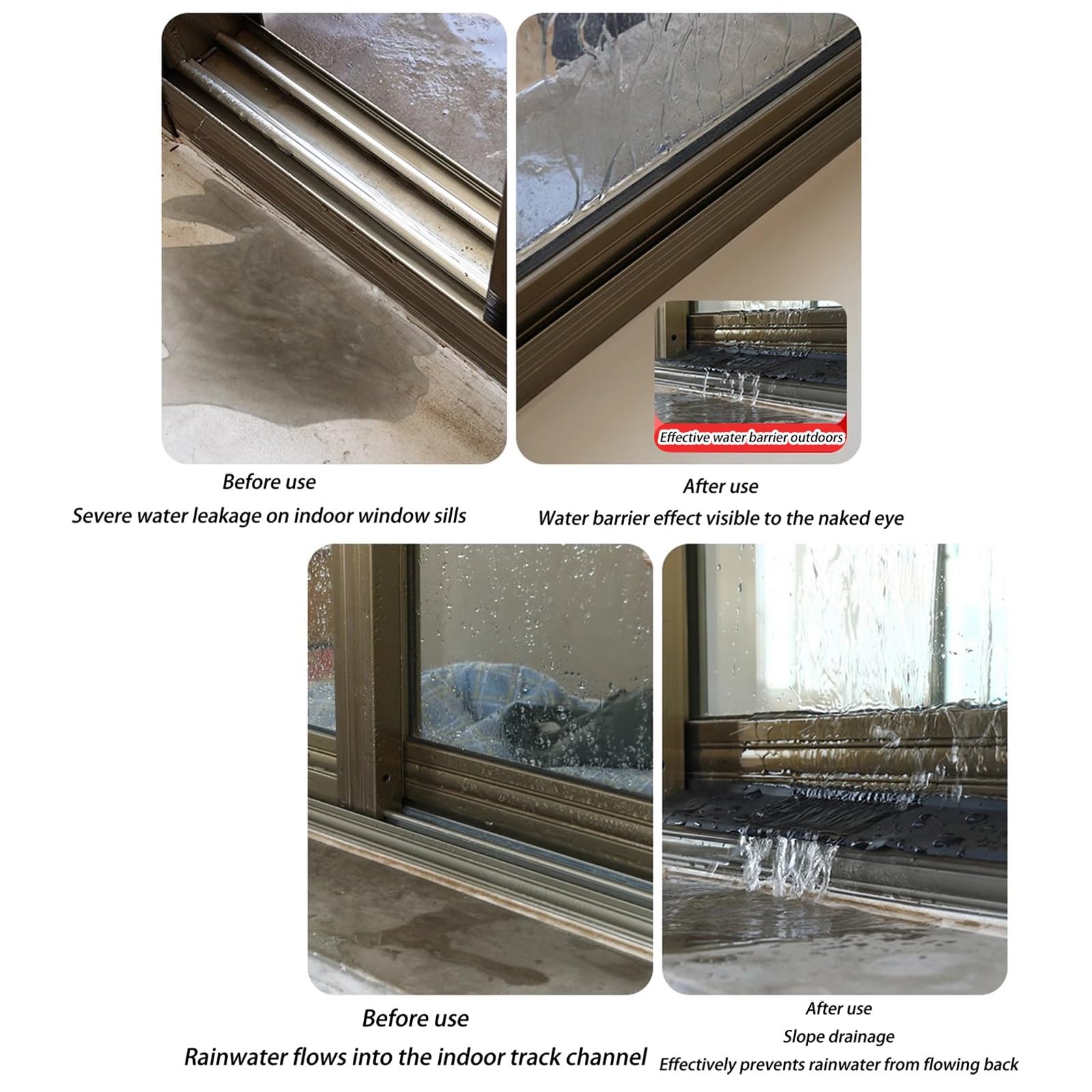 Joint d'étanchéité en Caoutchouc Auto-adhésif pour fenêtres et balcons, barrière Anti-Pluie Noire, Plusieurs Tailles (4,5 cm, 1 m), Usage intérieur/extérieur, Mastic résistant aux intempérie