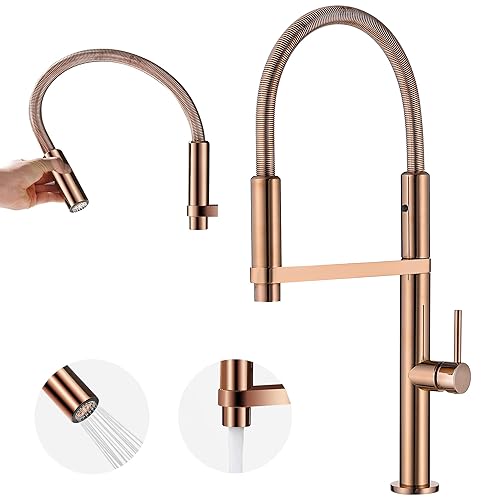 Ialtruistic Magnetic Docking Kitchen Faucet with Pull Down Sprayer, Dual-Function Spray and 360 Degree Swivel, Commercial Spring Kitchen Faucet, Rose Gold