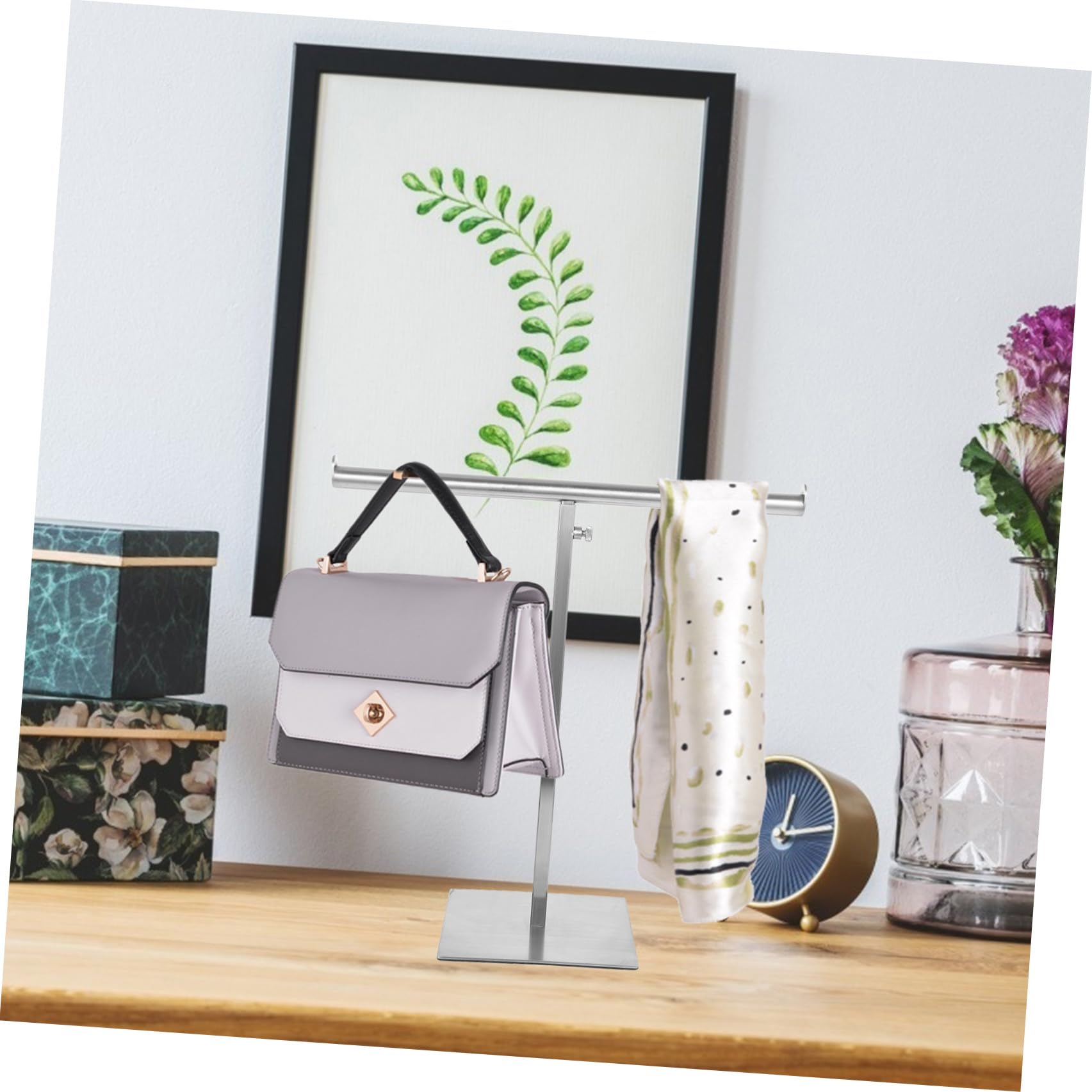 Expositor Ajustable para Colgar Bolsos de Mano de Acero Inoxidable, Perchero Metálico Multifuncional para Organización en Armarios, Adecuado para Tienda y Uso Doméstico, Soporte