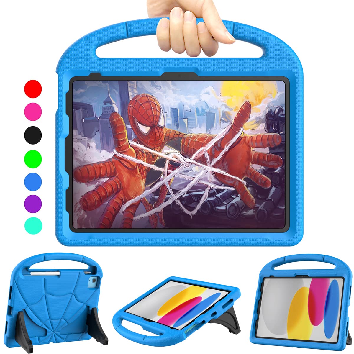 Kids Case for iPad A16 11th Gen 2025/iPad 10th Gen 2022, iPad Air 6/5/4th Gen, TrendGate Shockproof 10.9''/11'' Case with Handle Stand and Pencil Holder for iPad 11/10/Air 6/Air 5/Air 4/Pro 11 - Blue