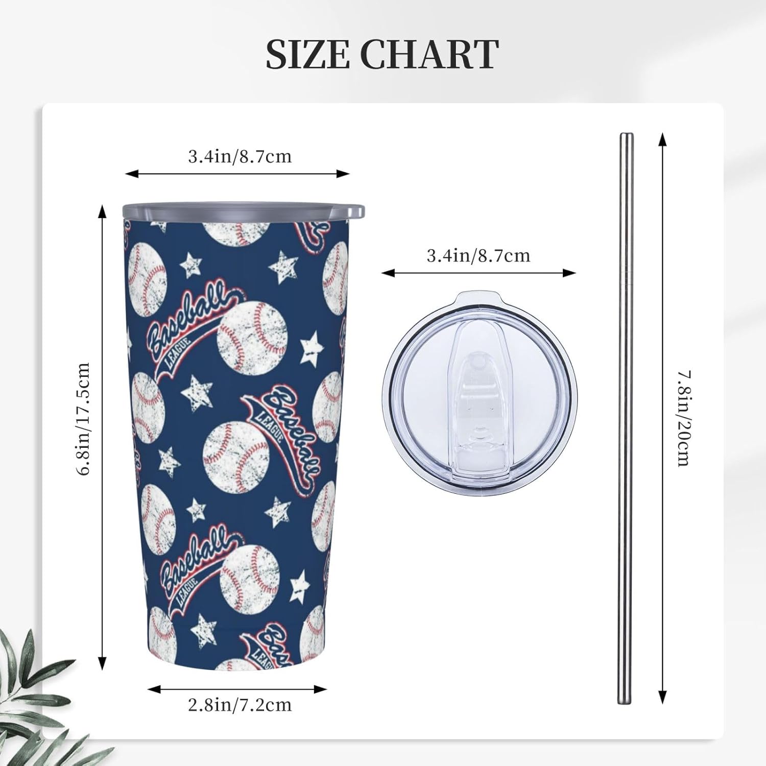 Baseball 20oz Tumbler with Lid and Straw for Sports Lovers Women Men, Sport Baseball Insulated Mug Sports Style Stainless Steel Tumbler Double Wall Vacuum Travel Mug Coffee Cup - Image 4