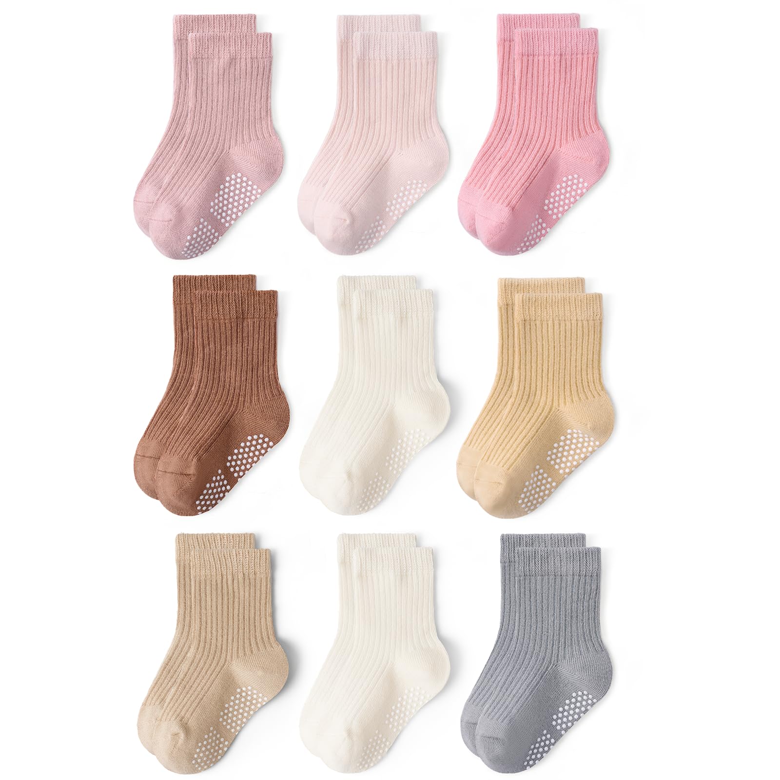 Baby Toddler Essentials Non-Slip Crew Socks for Unisex Boys Girls