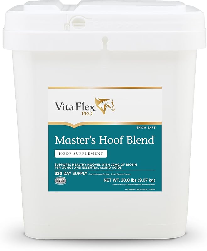 Suplemento para Cascos de Equinos Vita Flex Pro Master's Hoof Blend com Biotina 20,0 mg por onça, 20 lb