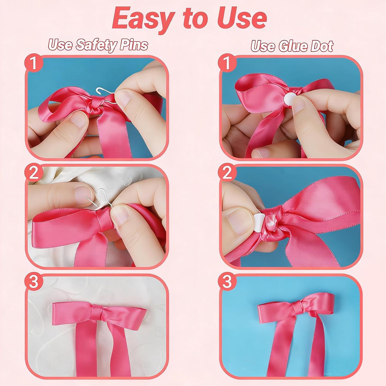 Yymobt 40Pcs Pink Bow Wall Decor DIY Ribbon Bow Photo Backdrop Pink Bow Birthday Decorations for Women Girls Room Decor Coquette Party Bachelorette Baby Shower Wedding