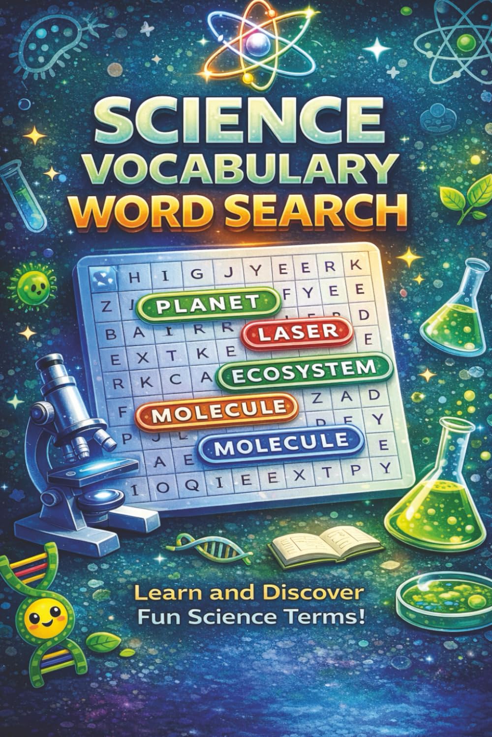 Science Vocabulary Word Search: Fun Science Word Search Puzzle Book for Kids, Teens, and Adults – Educational STEM Brain Games Featuring Biology, Chemistry, and Physics Terms