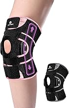 ABYON Hinged Knee Brace for Men & Women - Maximum Support with Metal Side Stabilizers, Adjustable 360° Wraparound Strap for Meniscus Tear, ACL/MCL Pain, Arthritis & Post - Surgery Recovery, Pink, XL
