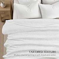 Vista 3 de EVERGRACEHOME Cotton Sateen Quilt Set Queen Size, Pre-Washed Cotton Channel Stitch Coverlet Bedspread, 3 Pieces Lightweight Soft Bedding Sets for