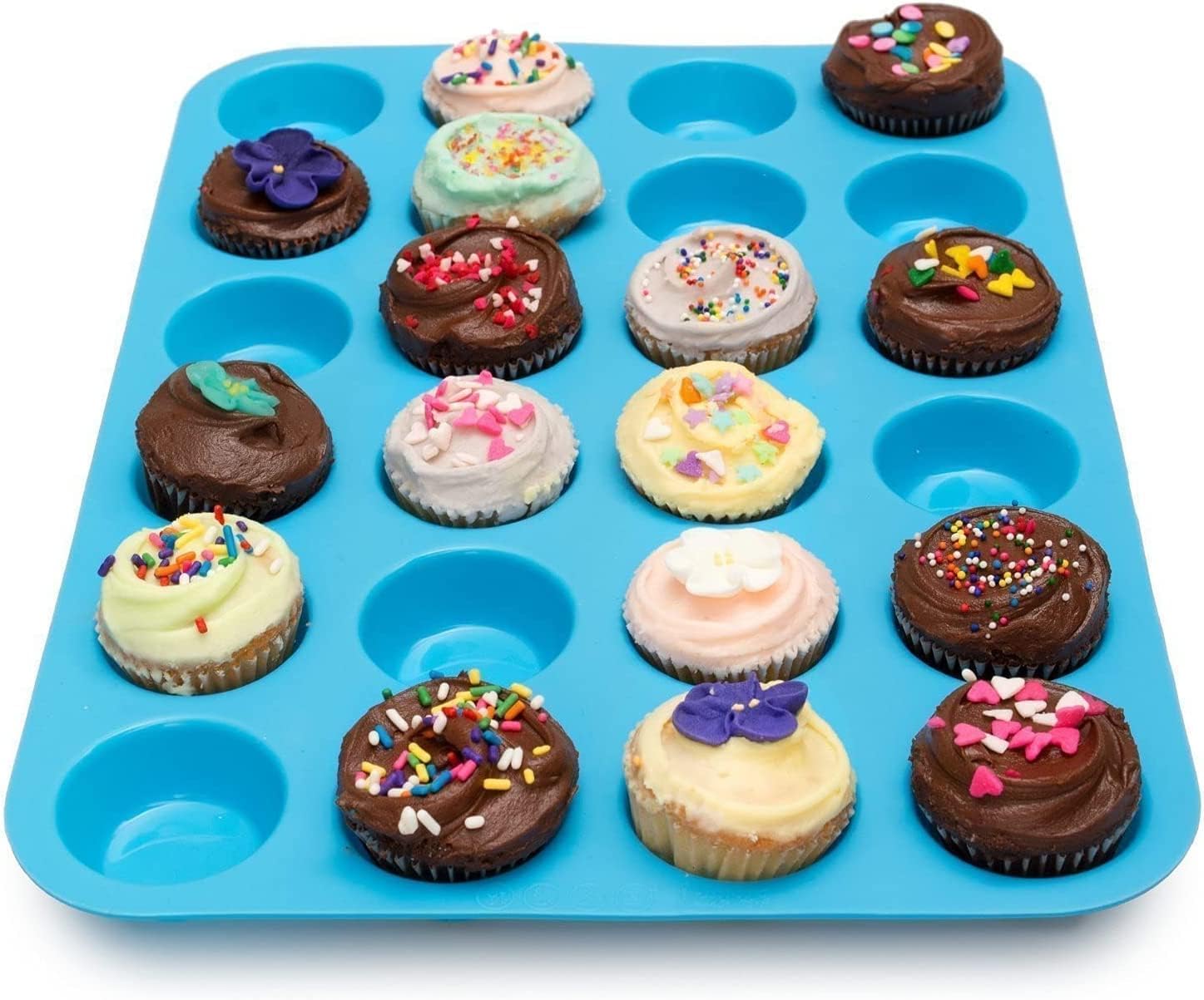 BANSHAN Mini Muffin Tray 24 Cup Silicone Muffins Pan, NonStick Cupcake