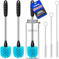Vista 10 de Holikme Juego de 6 cepillos, limpiador de acero inoxidable de mango largo de 14 pulgadas, 3 cepillos para pajillas, cepillo de limpieza 4 en 1
