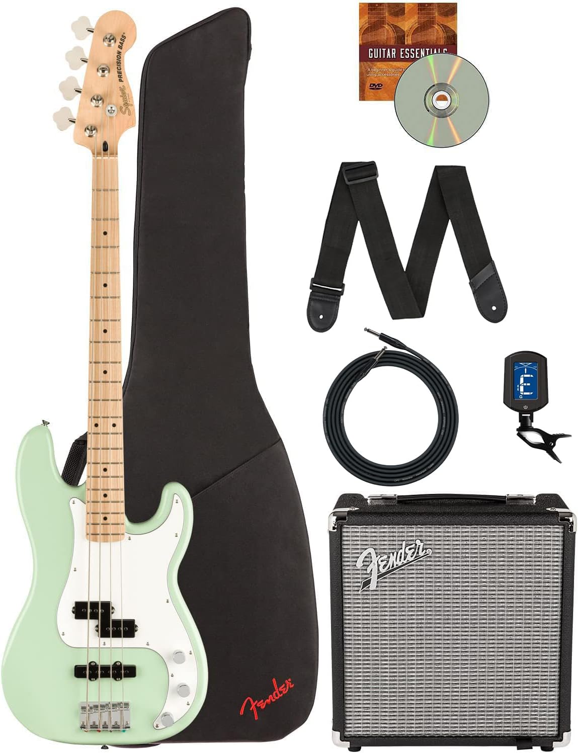 Fender Squier Affinity Precision Bass PJ Surf Green Bundle