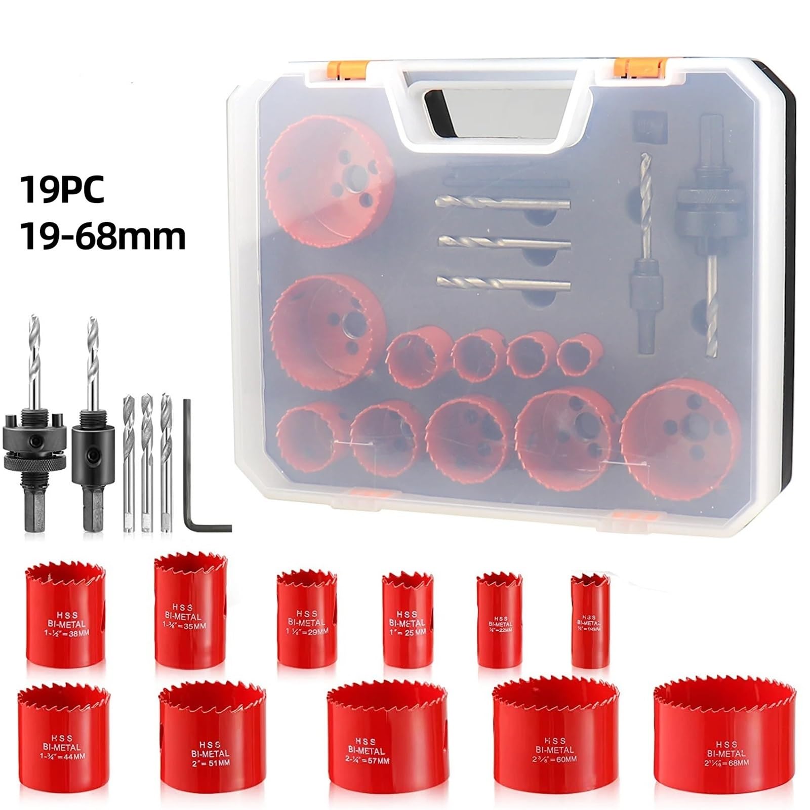 Kit Di 19 Seghe A Tazza Da 19-68 Mm M42, Punte For Seghe A Tazza Bimetalliche, Set For Forare Il Legno, Trapano Su Tubi, Regali For Papà