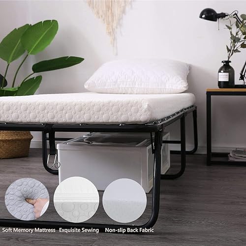 Miniatura 5 de LEISUIT Foldaway Guest Bed Cot - Portable Folding Bed Frame with Thick Memory Foam Mattress for Spare Bedroom & Office