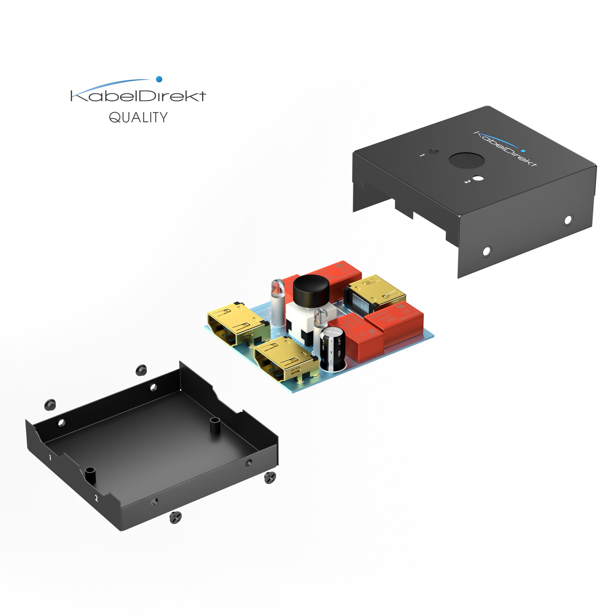 KabelDirekt – dwukierunkowy przełącznik/rozdzielacz HDMI | Full HD 1080p, 4K Ultra HD, 2160p, 3D, CEC, HEC, głębia koloru