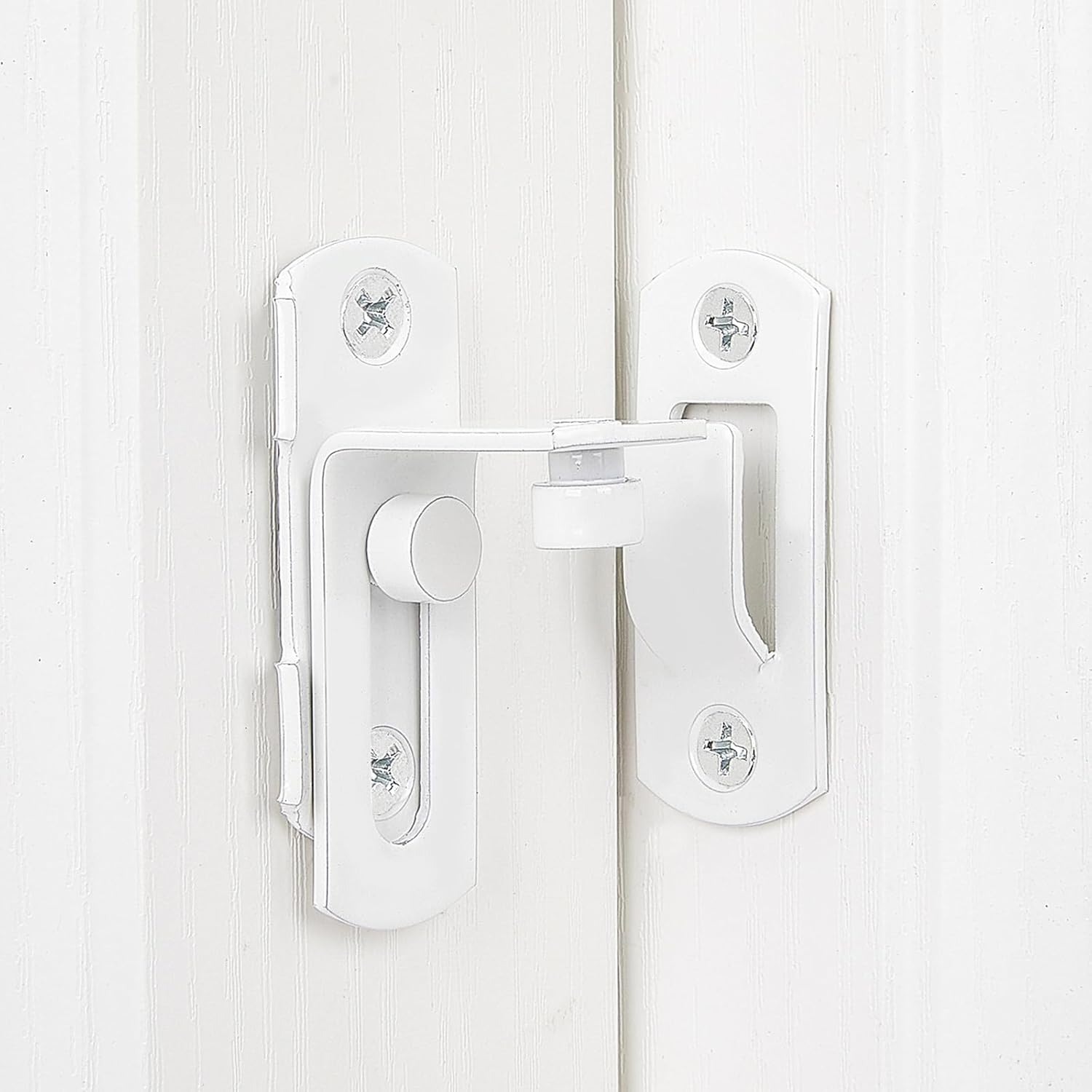 INIRET 6 Packs 90 Degree White Flip Barn Door Lock,Protect Privacy-Security Gate Latch,Hook Lock Latch for Barn,Sliding Door Antique Lock Gate Latches Wine Cabinet Closet Door Latches.