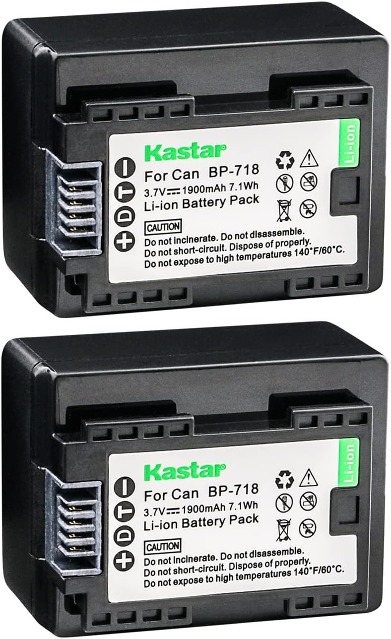 Kastar Battery BP-718 (2-Pack) for Canon BP-718 BP-727BP-709 CG-700 and VIXIA HF M50 HF M52 HF M500 HF R30 HF R32 HF R40 HF R42 HF R50 HF R52 HF R60 HF R62 HF R300 HF R400 HF R500 HF R600 Cameras