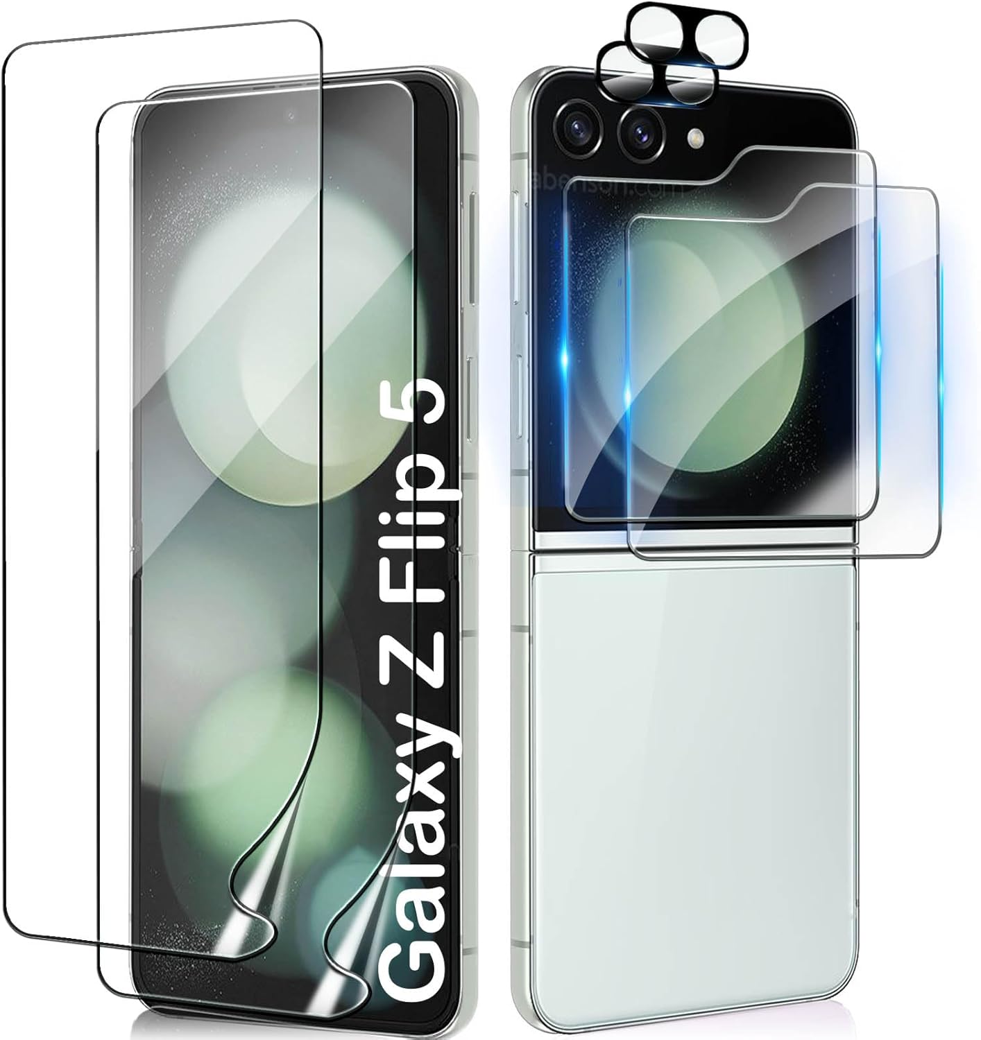 [2Set 6PCS] Galaxy Z Flip 5 Screen Protector, Front TPU Screen Protector + Back Tempered Glass + Camera Lens Protector, High Clarity, Bubble Free for Samsung Galaxy Z Flip 5 5G Screen Protector