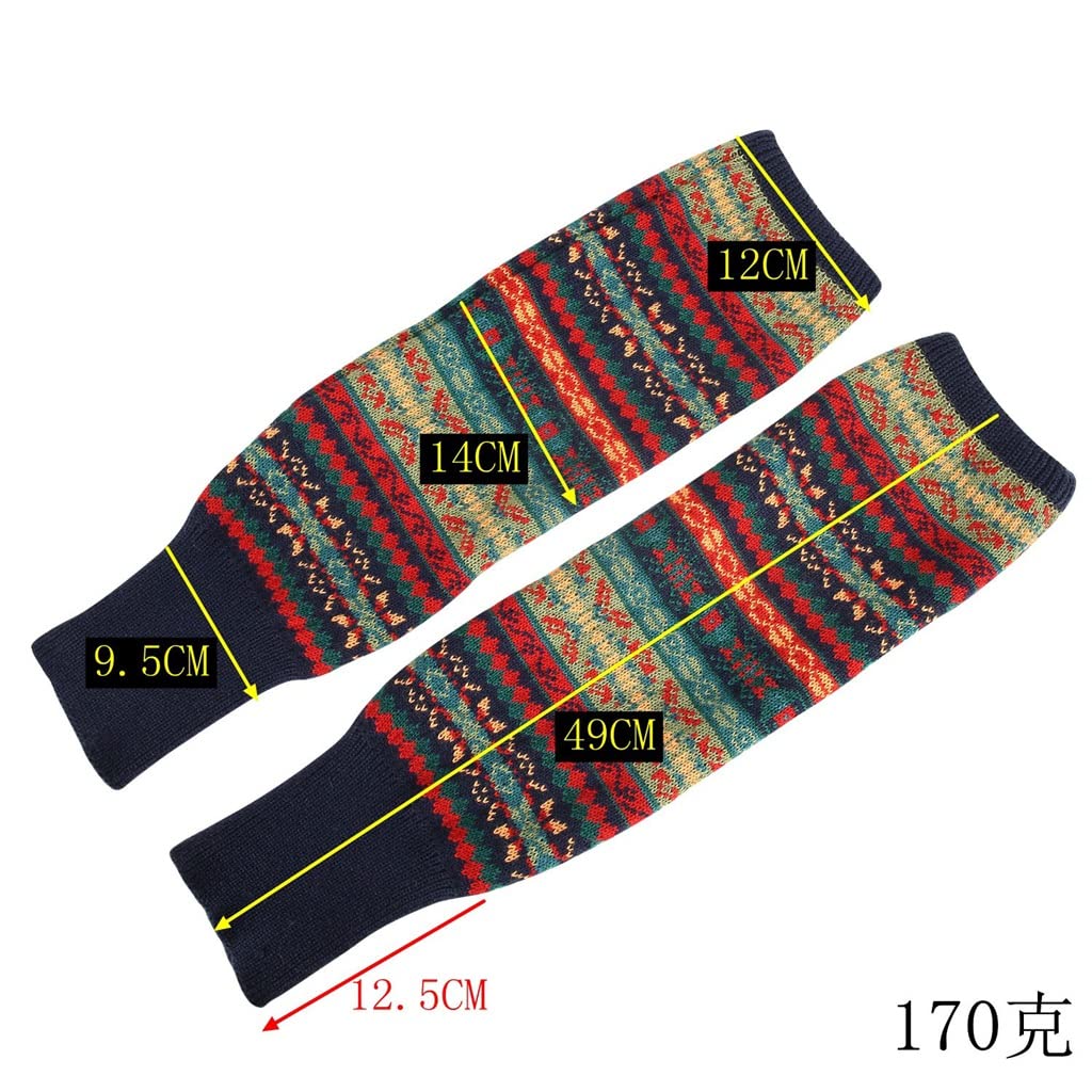 ACiyD Pares de Calentadores de Pierna de Punto a Rayas para Mujer Calcetines de Botas de Moda de Rodilla sin Pie de Invierno (Color : D, Size : 49 * 14CM) (A 49 * 14CM)