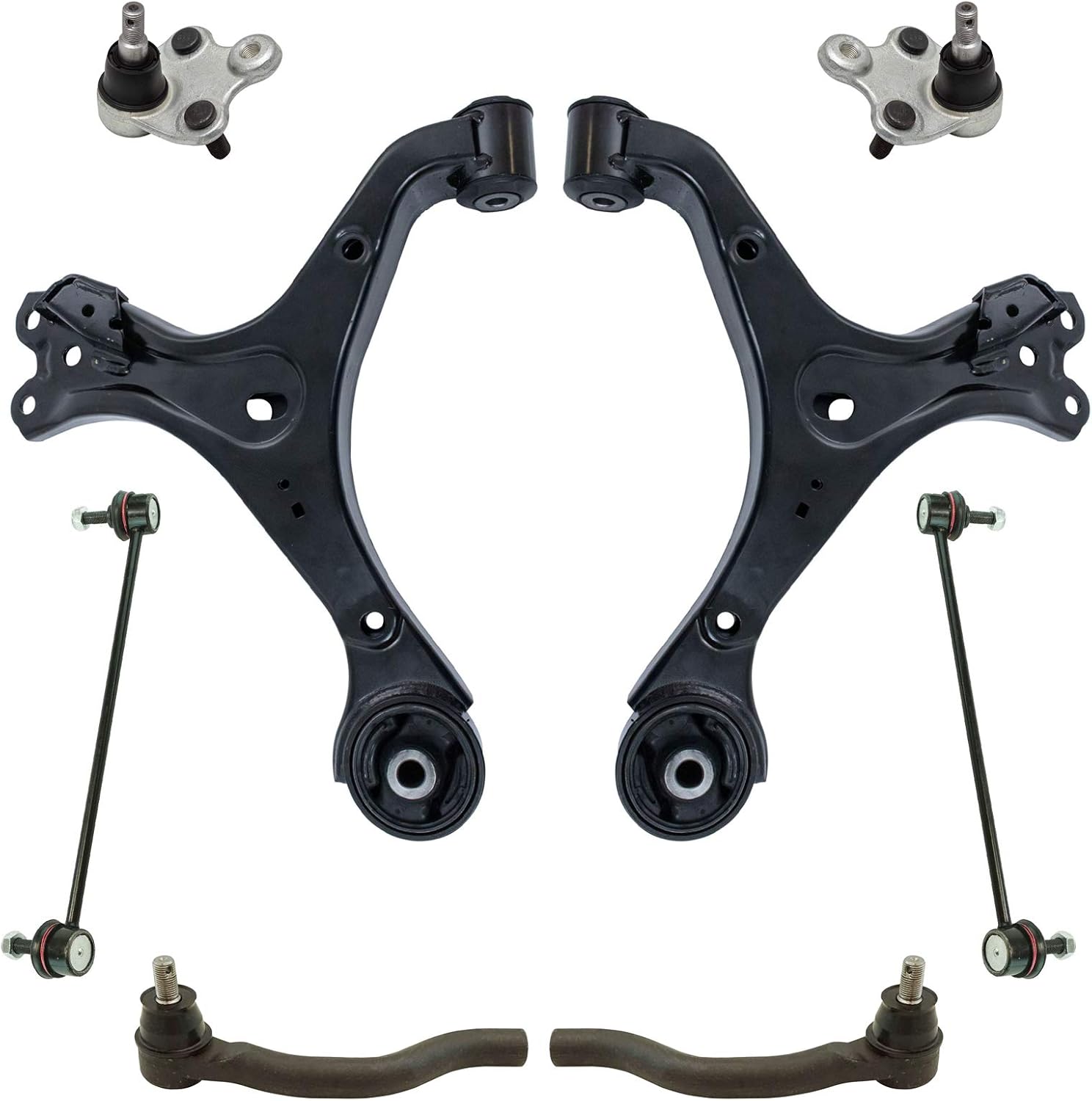 TRQ Front Steering & Suspension Kit Ball Joint Control Arm Sway Bar Stabilizer Link Tie Rod Compatible with 2012 Honda Civic