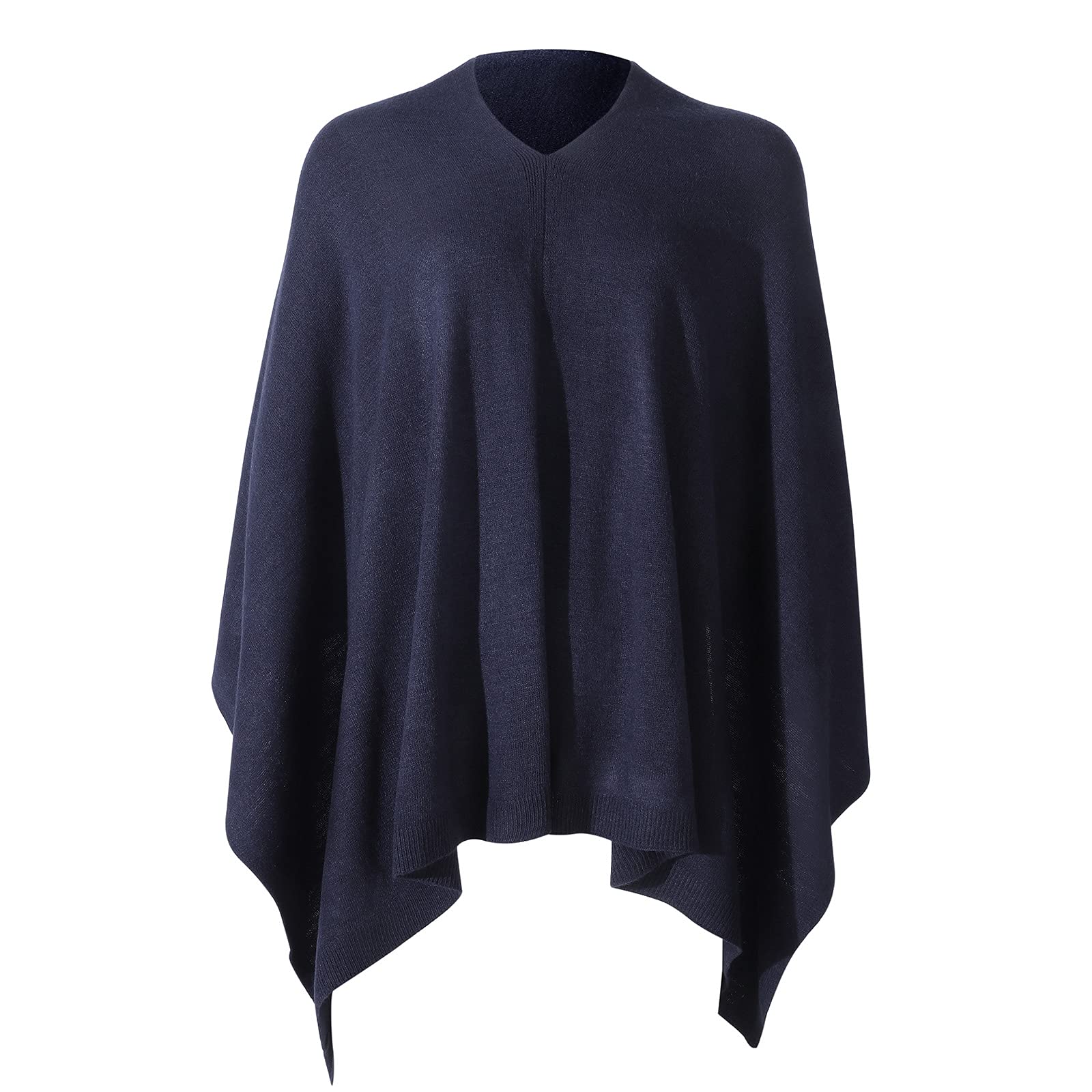 Fomolom Ponchos para mujer, versátil, ligero, sólido, de punto, bufanda, cabo, accesorios para mujer, Azul marino, Talla Única