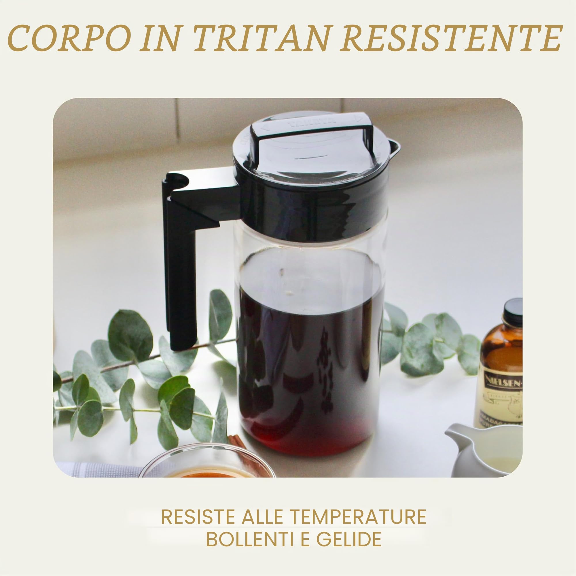 Takeya Brevettato Deluxe Cold Brew Caffettiera, 1 qt, Nero
