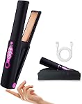Lève-cheveux sans fil, Titanium Mini Fer plat pour cheveux courts & Pixie coupes, outil de styling portable prêt à voyager avec 60s Une chaleur rapide, USB-C Rechargeable (Noir décent)