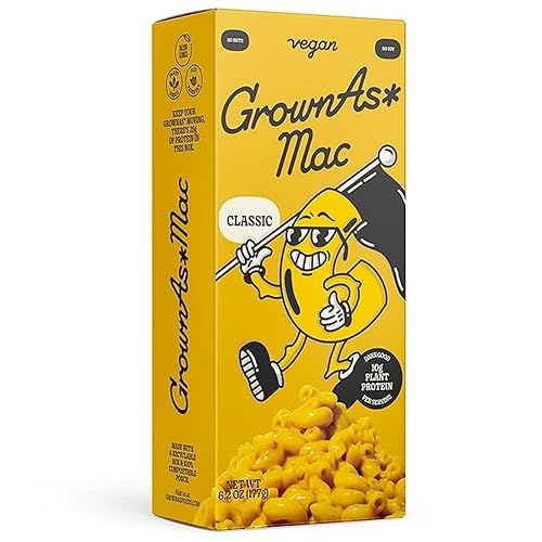 Miniatura 10 de GrownAs Macarrones y queso veganos, paquete de 4, sin lácteos, aperitivo alto en proteínas, fácil de preparar, hecho con coco y trigo, adecuado para