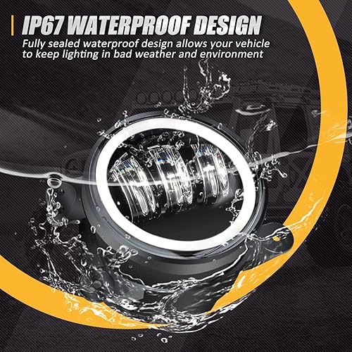 Miniatura 6 de Conjunto de luces antiniebla LED de 4 pulgadas con anillo de halo DRL, señal de giro compatible con Wrangler 07-17  14-18 Cherokee  11-14 Charger