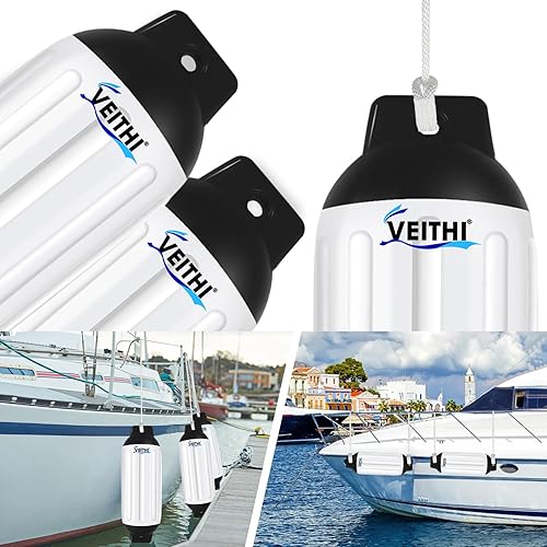 Vista 24 de Paquete de 4 defensas de barco de 4.5/5.5/6.5/8.5/8.5/10/16 pulgadas, parachoques de vinilo acanalado de doble ojo, parachoques de barco para Negro