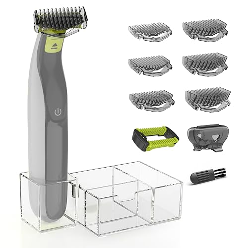 Guards Kit Plus for Philips Norelco OneBlade, with 1–6mm Guide Combs (6 Sizes), Replacement Body Comb, Protective Cap and Organizer Stand