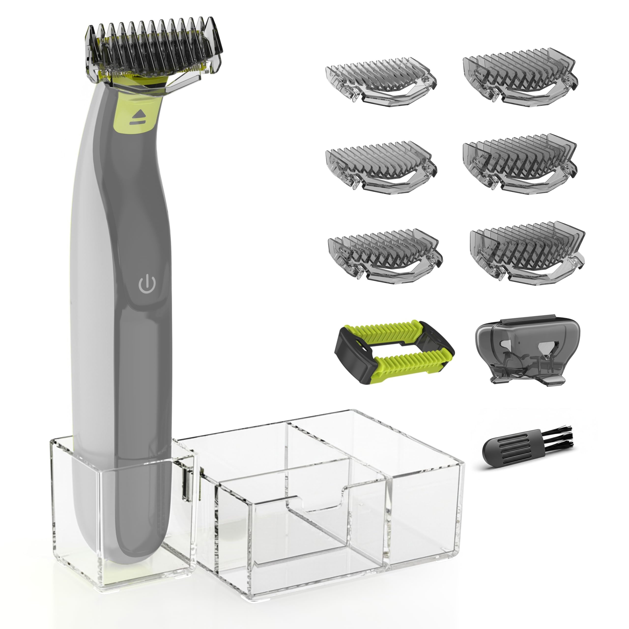 Guards Kit Plus para Philips Norelco OneBlade, con peines guía de 1–6 mm (6 tamaños), peine corporal de repuesto y organizador acrílico