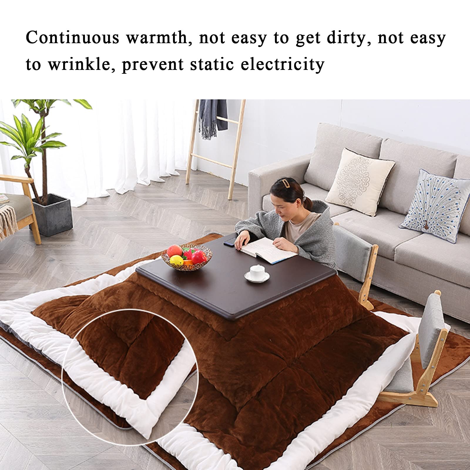 Kotatsu Mesa Calefactora de Centro Tatami de Invierno - Mesa Baja de Juego para Sala de Estar Con Edredón, Alfombra y Calentador