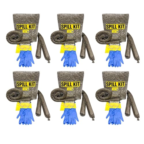 Vista 10 de Kit universal contra derrames – Bolsa portátil grande de respuesta rápida – 20 almohadillas absorbentes universales y 3 calcetines absorbentes +