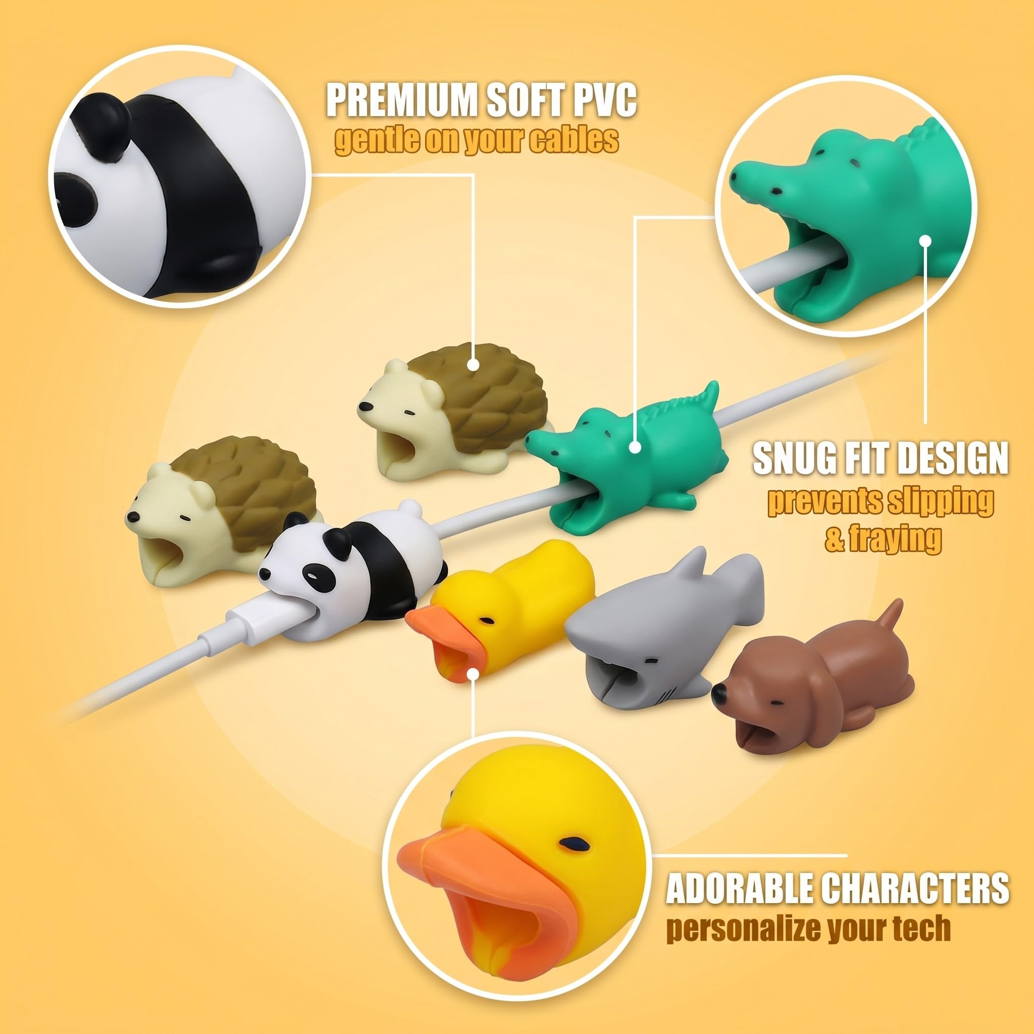 6 Pezzi Proteggi Cavo, Morsetti per Cavi in PVC Morbido con Design Animali Carini, Per Organizzare e Proteggere i Cavi di Alimentazione, Telefono, Computer, Ufficio e Casa