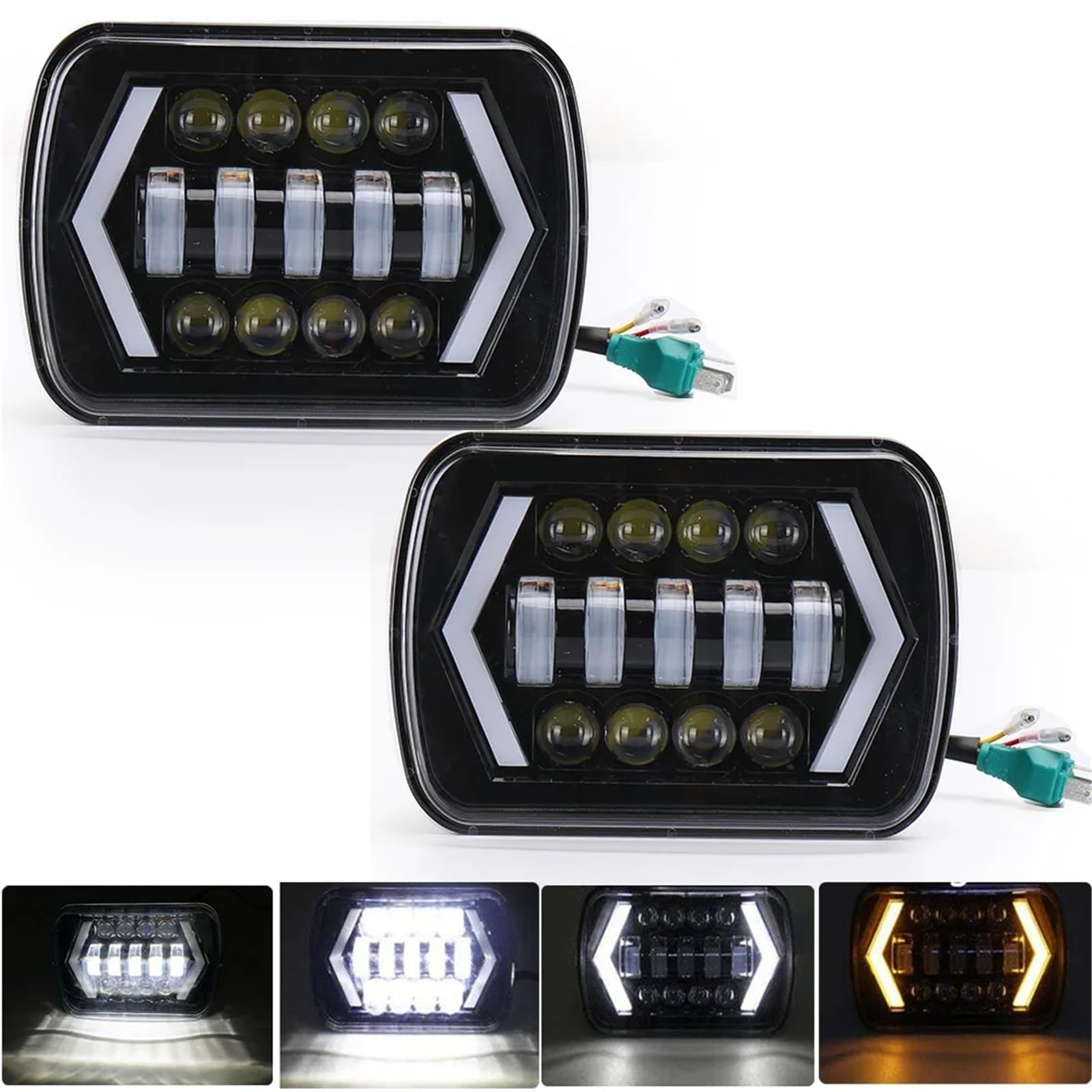 Phares Avant Ampoule Phare LED Étanche 55 W 7 X 6 Pouces 5 X 7 Pouces Faisceau Hi-Lo Halo Pour Jeep Pour Cherokee XJ Accessoires D'éclairage Voiture(2 piece)